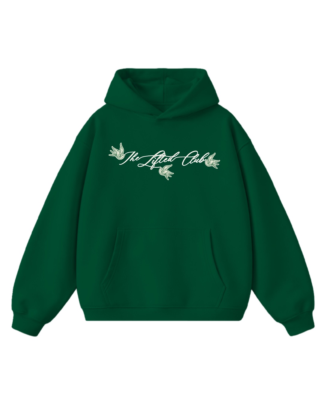The "Lifted Club" Cursive Hoodie Green