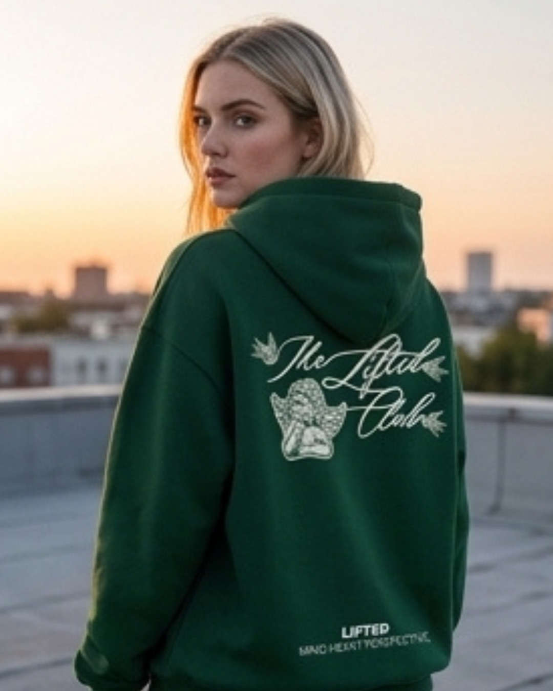 The "Lifted Club" Cursive Hoodie Green - Image 5