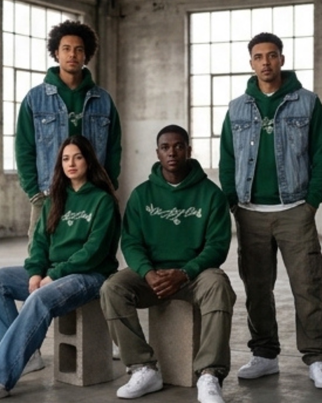 The "Lifted Club" Cursive Hoodie Green - Image 4