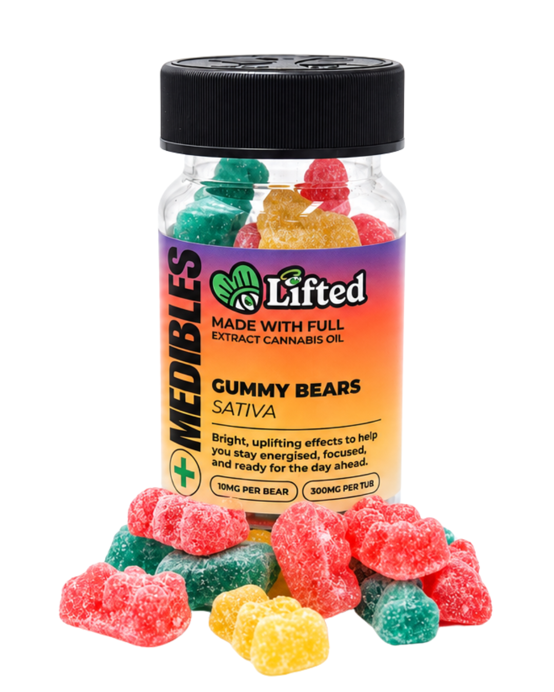 Sugar Coated Gummy Bears – Sativa FECO 300mg